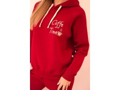 Dámský komplet z&nbsp;bavlny z&nbsp;potiskem, zateplený bordový 3