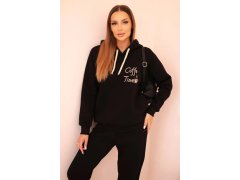 Dámský komplet bavlněný zateplený s&nbsp;potiskem černý 1