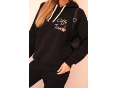 Dámský komplet bavlněný zateplený s&nbsp;potiskem černý 3