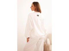 Dámská bavlněná souprava s&nbsp;širokými nohavicemi a&nbsp;mikinou na zip ecru 2