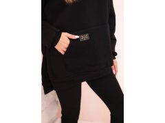 Dámský komplet bavlněný mikina s&nbsp;kapucí a&nbsp;legíny s&nbsp;vysokým pasem černý 3