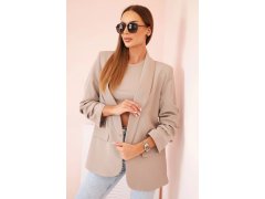 Sako s klopami elegantní tmavě béžové 1
