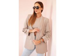 Sako s klopami elegantní tmavě béžové 3