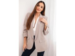 Sako s klopami elegantní tmavě béžové 7