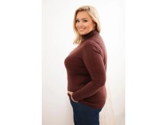 Dámský viskózový svetr Plus Size s&nbsp;klasickým střihem hnědý 2