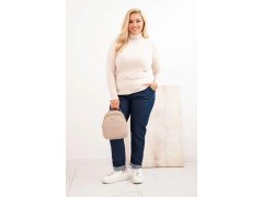 Dámský viskózový svetr Plus Size s&nbsp;klasickým střihem béžový 1
