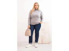 Dámský viskózový svetr Plus Size s klasickým střihem šedý 1
