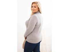 Dámský viskózový svetr Plus Size s klasickým střihem šedý 2