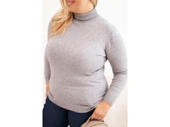 Dámský viskózový svetr Plus Size s klasickým střihem šedý 3