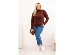 Dámský svetr Plus Size z viskózy s rolákem hnědý 1