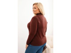 Dámský svetr Plus Size z viskózy s rolákem hnědý 2