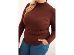 Dámský svetr Plus Size z viskózy s rolákem hnědý 3