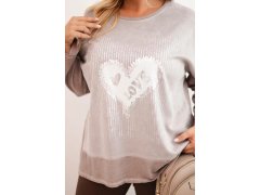 Dámská mikina Plus Size bavlněná s potiskem srdce a šňůrkami fango 2
