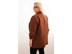 Dámská elegantní plus size sako čokoládová 2