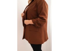 Dámská elegantní plus size sako čokoládová 3