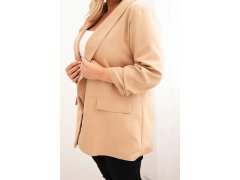 Dámská elegantní plus size sako camelová 2