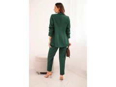 Elegantní souprava saka a&nbsp;kalhot tmavě zelená 1