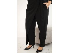 Dámský bavlněný overal Plus Size s vázáním v pase a 3/4 rukávem černý 4