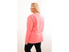Dámská blůza Plus Size s výstřihem do V a dlouhým rukávem růžová 2