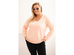 Dámská blůza Plus Size s výstřihem do V a dlouhým rukávem meruňková 1