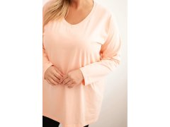 Dámská blůza Plus Size s výstřihem do V a dlouhým rukávem meruňková 3