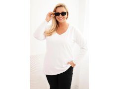 Dámská blůza Plus Size s výstřihem do V a dlouhým rukávem bílá 1