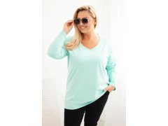 Dámská blůza Plus Size s výstřihem do V a dlouhým rukávem mátová 1