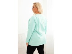 Dámská blůza Plus Size s výstřihem do V a dlouhým rukávem mátová 2