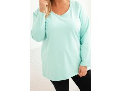 Dámská blůza Plus Size s výstřihem do V a dlouhým rukávem mátová 3
