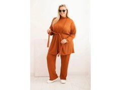 Dámský komplet Plus Size 3-dílný camelový 1