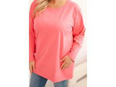 Dámská blůza Plus Size bavlněná s&nbsp;kulatým výstřihem růžová 3