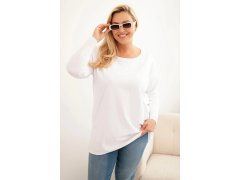 Dámská blůza Plus Size bavlněná s&nbsp;kulatým výstřihem bílá 1