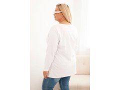 Dámská blůza Plus Size bavlněná s&nbsp;kulatým výstřihem bílá 2