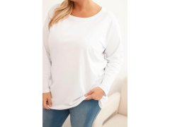 Dámská blůza Plus Size bavlněná s&nbsp;kulatým výstřihem bílá 3