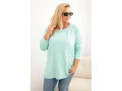 Dámská blůza Plus Size bavlněná s kulatým výstřihem mátová 1