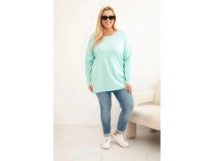Dámská blůza Plus Size bavlněná s kulatým výstřihem mátová 2
