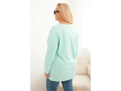 Dámská blůza Plus Size bavlněná s kulatým výstřihem mátová 3