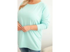 Dámská blůza Plus Size bavlněná s kulatým výstřihem mátová 4