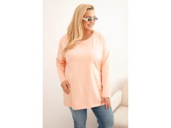 Dámská blůza Plus Size bavlněná s kulatým výstřihem meruňková 1
