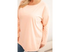 Dámská blůza Plus Size bavlněná s kulatým výstřihem meruňková 3