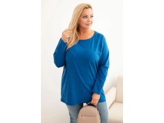 Dámská blůza Plus Size bavlněná s&nbsp;kulatým výstřihem chabrová 1