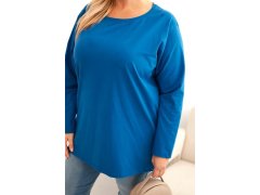 Dámská blůza Plus Size bavlněná s&nbsp;kulatým výstřihem chabrová 3