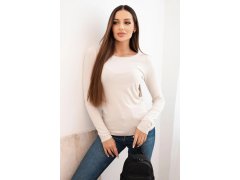 Dámský viskózový svetr s kulatým výstřihem a přiléhavým střihem béžový 1
