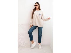 Dámská oversized mikina z&nbsp;bavlny s&nbsp;barevnými křídly na zádech béžová 1
