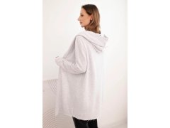 Dámská bavlněná bunda s&nbsp;kapucí a&nbsp;prodlouženým předním dílem světlá šedá 2