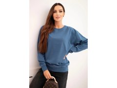 Dámská mikina z bavlny s kulatým výstřihem basic modrá 1