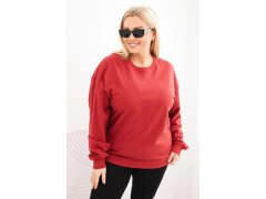 Dámská mikina s kroužkovým designem Plus Size bavlněná basic s kulatým výstřihem bordó 1