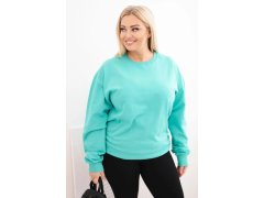 Dámská mikina Plus Size bavlněná basic s&nbsp;kulatým výstřihem mátová 1