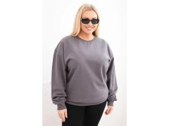 Dámská mikina s okrouhlým výstřihem Plus Size bavlněná basic grafitová 1