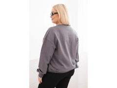 Dámská mikina s okrouhlým výstřihem Plus Size bavlněná basic grafitová 2